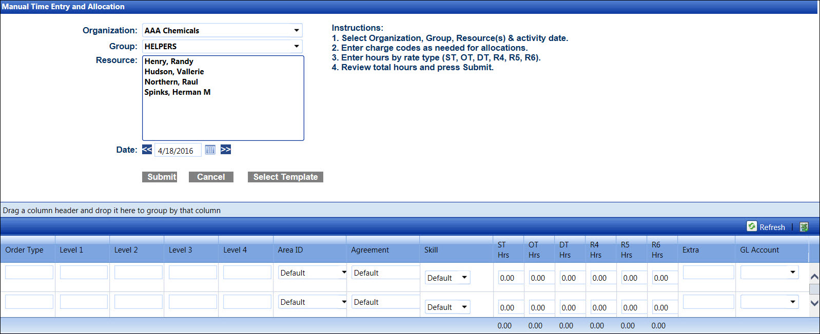 Manual Time Entry and Allocation (Individual Entry)